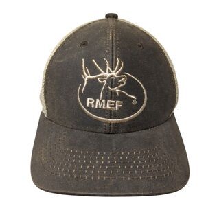 RMEF Volunteer Snapback Trucker Hat Brown One Size Adjustable Mesh Back